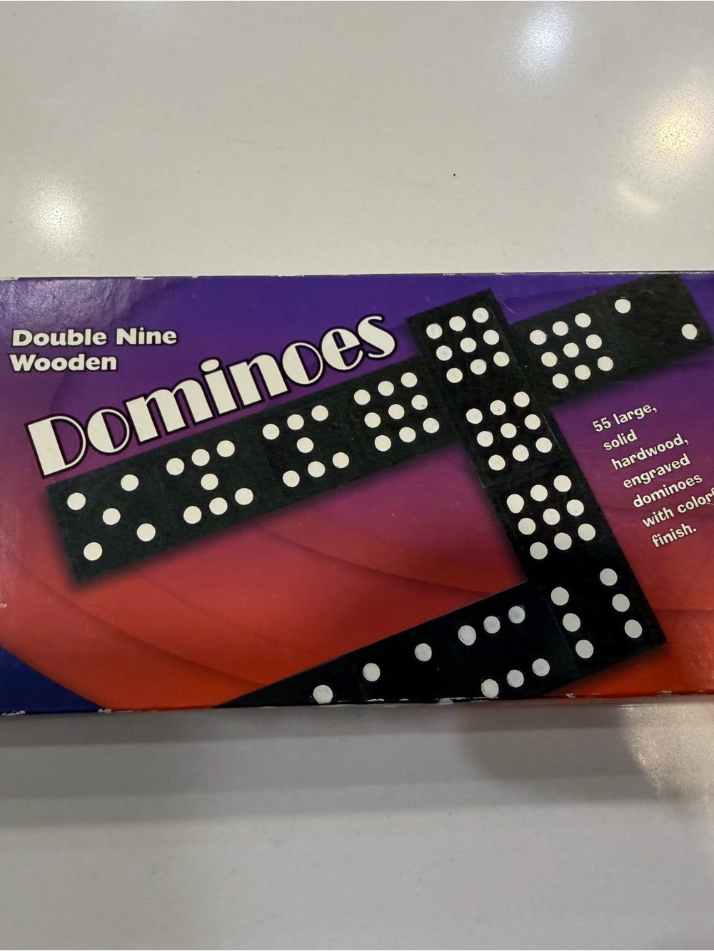 Double Nine Wooden Dominoes Set - Black Wooden Tiles